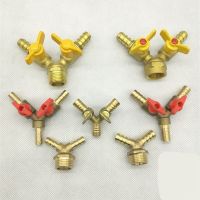 Y Type 1/2 BSPT Male x 8mm Hose Barb Double Forks Connection Brass Tee Gas Ball Valve Plumbing Fittings Butterfly Handle Water