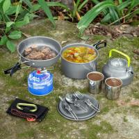 Outdoor Camping Cookware Cutlery Mess Pot Pan Cup Fork Spoon for 2 Peoples