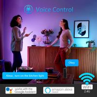 Colorrgb แถบไฟ led RGB เชื่อมต่อโทรศัพท์ wifi ไฟห้อง พร้อมกาว รีโมตคอนโทรล ใช้ได้กับ Alexa Google Home