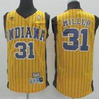 【4 Style】 Indiana Pacers NBA Jersey No. 31 MILLER 19 -- 20 Seasonal Yellow Striped Basketball Jersey