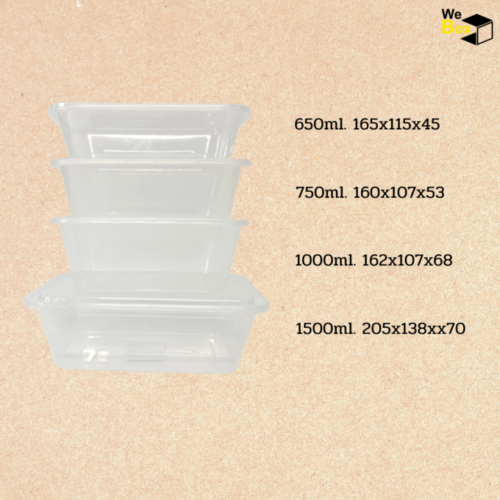 กล่องพลาสติกเหลี่ยมใส-ฝาพลาสติก-650-750-1000-1500ml-กล่องอาหารพลาสติก-กล่องข้าว