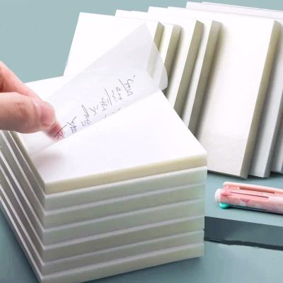 50 Sheets Transparent Sticky Note Waterproof PET Self-Adhesive Memo Pad for School Student Office Stationery