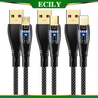 ECILY PD 60W Type-C ไปยัง Type-C สายชาร์จเร็ว20W Type C ไปยัง Light-Ning USB 2.4A โปร่งใสสายดาต้าชาร์จเร็ว