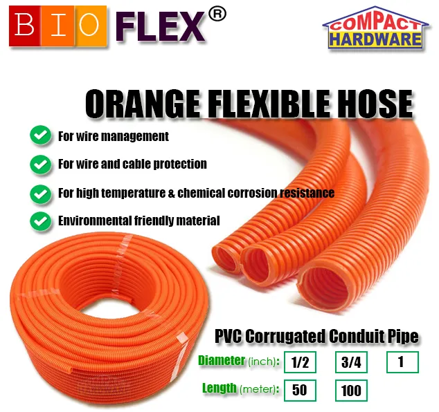 Orange Flexible Hose 1/2x50m & 1/2x100m PVC Conduit Pipe Electrical