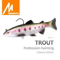 MEREDITH Trout 12cm 15cm Head PVC Fishing Lures Swimming Artificial Baits T Tail Silicone Soft Lures Swimbait WobblersLures Baits