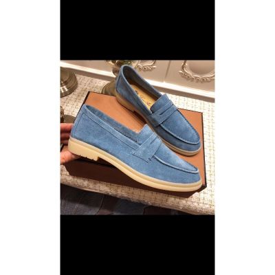 Womens Mens Same Style Loafers Flat Soft Single Shoes 2023 Spring and Summer New Bean Shoes Leather Leisure Shoes A Foot Off
