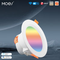 MOES WiFi สมาร์ท LED ดาวน์ไลท์ Zigbee ลดแสงรอบจุดไฟ710วัตต์ RGB เปลี่ยนสีอบอุ่นแสงเย็น Alexa Home Vocie