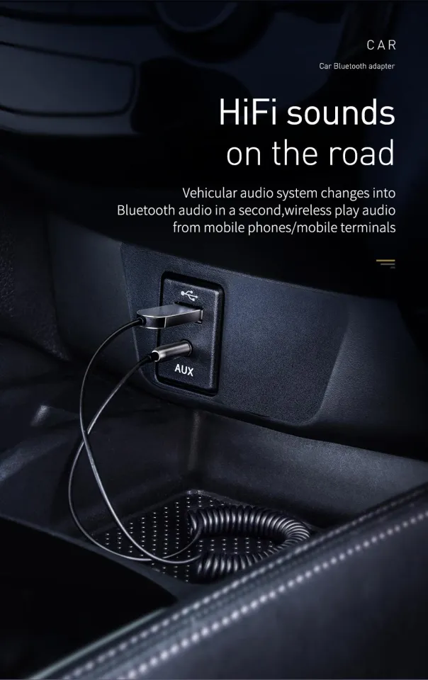 COD】Baseus USB Bluetooth Receiver For Car 3.5 3.5mm Jack Aux Bluetooth 5.0  Adapter Wireless Audio Music Bluetooth Transmitter