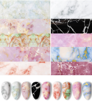 ???Foils x10 ฟรอยติดเล็บ แพ็ค 10 สีไม่ซ้ำ Marble Galaxy Foil ลายหินอ่อน ลายน้ำ ฟรอยลอกลาย ฟรอยแต่งเล็บ Holo ตกแต่งเล็บ?