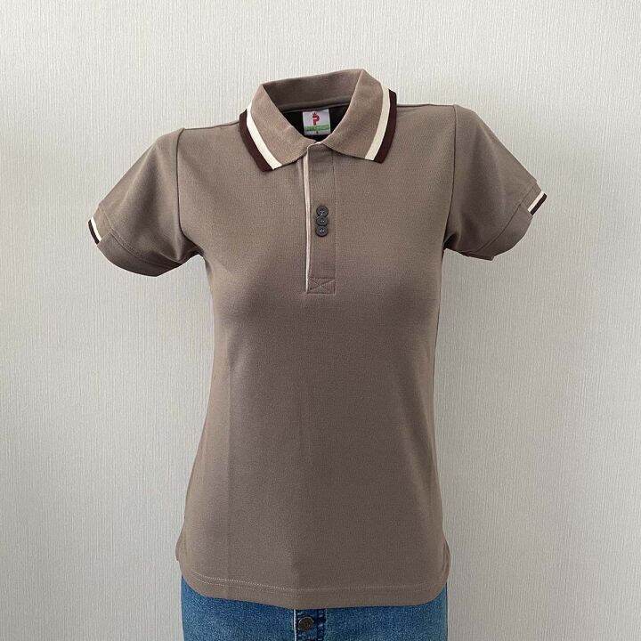 เสื้อโปโล-polo-shirt-แบบชาย-สีโกโก้คอคลีปน้ำตาลเข้ม-เนื้อผ้านุ่ม-สวมใส่สบาย-แบบหญิงทรงเข้ารูป-ไม่มีกระเป๋า