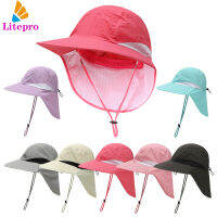 【สต๊อก】 Topi Bucket กลางแจ้งกีฬาดวงอาทิตย์หมวกแห้งเร็วพร้อมผ้าคลุมหน้าและคอปีกกว้างสำหรับการปีนเขาการจับปลา