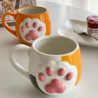 พร้อมส่ง? แก้วมัค อุ้งตีนแมว Cat แก้วน้ำ แก้วนม แก้ว Mug แก้วกาแฟ แก้วเซรามิค ceramic ของขวัญ ทาสแมว cup แก้วน่ารักๆ