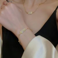 [COD] Table tennis racket zircon bracelet gold elegant high-end fashion ins temperament design sense geometric