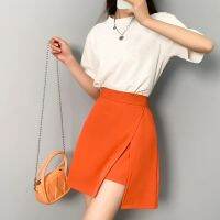 【CC】✿  Waist Skirt Womens Irregular Split Commuter Color Elastic Short