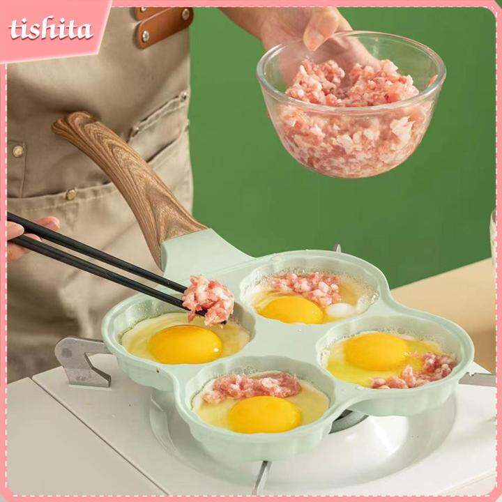 tishita Fried Egg Pan Mini Egg Cooker Pan 4 Cup Nonstick for Omelet