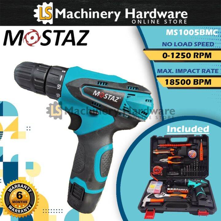 MOSTAZ 12V Cordless IMPACT Drill with 41pcs Tools Kit MS1005BMC Can