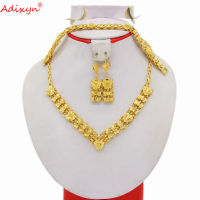 Adixyn Heart Shape Bracelet Necklace Earrings Jewelry Set Gold Color Vintage Ethiopian Jewelry African Arab Set For Women N03102