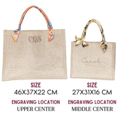 Personalized Burlap Tote Bags With Scarf Jute Bag Bridesmaid 