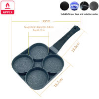 24 Hole Frying Pot Thickened Omelet Pan Black Non-stick Egg Steak Ham Pancake Wooden Handle Kitchen Cooking Breakfast Maker