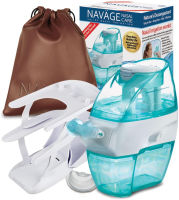 Navage Nasal Irrigation Essentials Bundle: Navage Nose Cleaner, 20 SaltPods, Triple-Tier Countertop Caddy, Plus 10 Bonus SaltPods and Burgundy Travel Bag