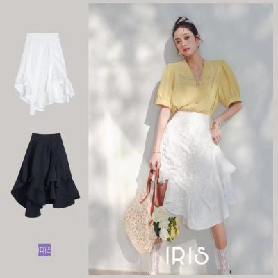 【พร้อมส่ง】[ สินค้าลิขสิทธิ์แท้ ] Iris Boutique IK001 Black/White Wave Dress  เสื้อผ้าแฟชั่น ผู้หญิง กระโปรง