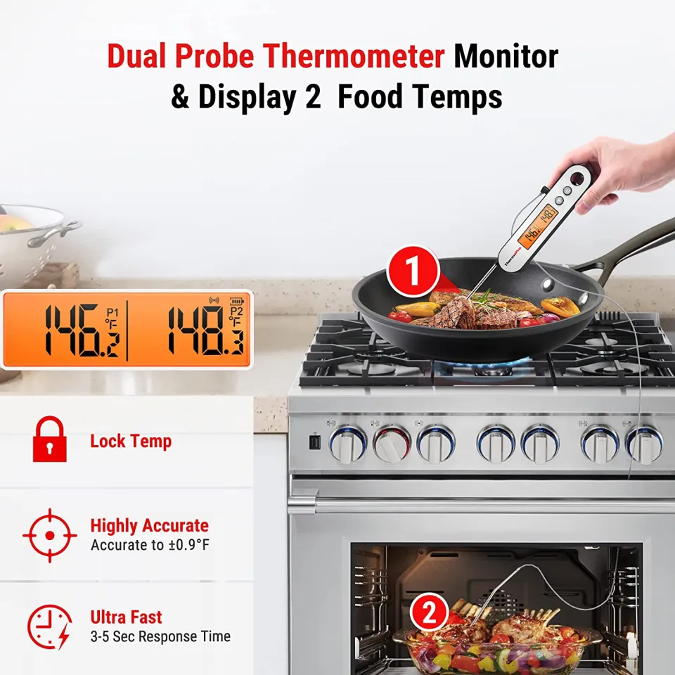 ThermoPro TP-19 TP19 Waterproof Digital Meat Thermometer for Grilling with  Ambidextrous Backlit & Thermocouple Instant Read Thermometer Kitchen  Cooking Food Thermometer JG Superstore