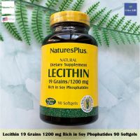 เลซินติน ฟอสฟาไทด์จากถั่วเหลือง Lecithin 19 Grains 1200 mg Rich in Soy Phophatides 90 Softgels - NaturesPlus