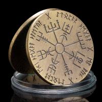 Vegvísir Viking Compass Copper Plated Souvenirs and Gifts Lucky Coin Collectible Commemorative Coins Home Decorations