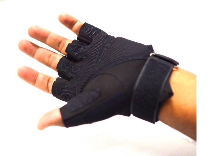 ถุงมือ-ถุงมือผ้า-แบบครึ่งนิ้ว-มีสนับ-แบรนด์-bogie1-สีดำ-สีเขียว