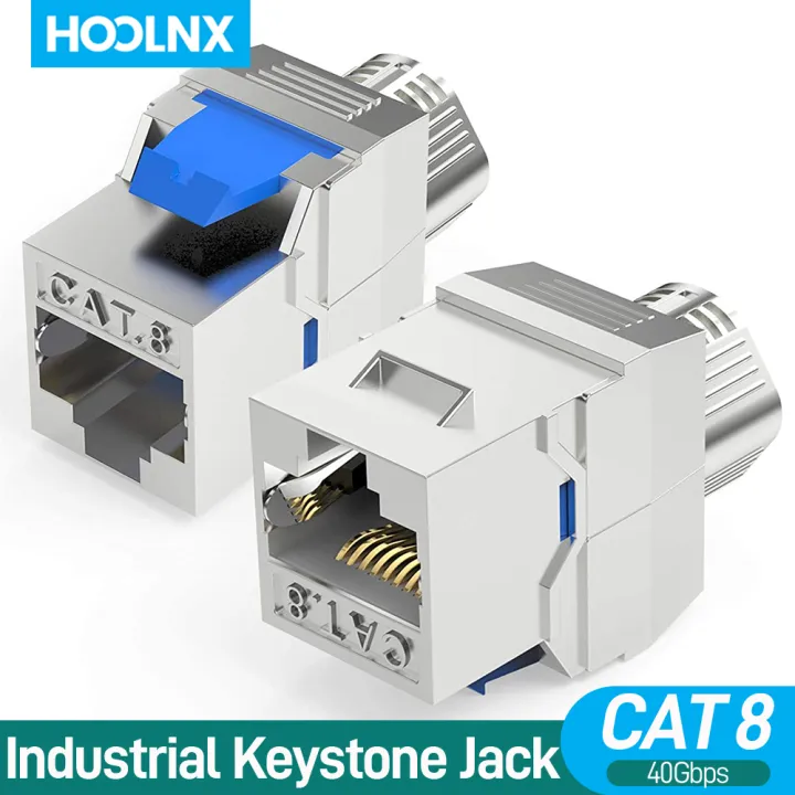 Hoolnx CAT8 CAT7 CAT6A CAT6 Tool Less RJ45 Keystone Jack, Metal Zinc ...