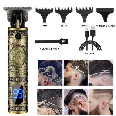 Electric Cordless Hair Cutting Machine Vintage Beard Lighter Professional Hair Barber Trimmer For Men Clipper Shaver