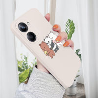 PMP ปลอกกรณีสำหรับ Realme 10 Pro + 5G REALME 10 PRO PLUS 5G Realme 10 Pro 5G ปลอกการ์ตูนหมี Panda Grizzly เคสโทรศัพท์ขอบสี่เหลี่ยมรูปแบบ Liquid ปลอกซิลิโคนคลุมทั้งหมดกล้อง