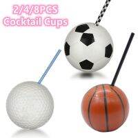 Unique Cocktail Cup Football Basketball Golf Ball Birthday Party Nightclub Bar Bottle With Straw Wine Whiskey Juice Drinkware