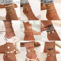 Bohemia Shell Star Chain Ankle Bracelet On Leg Foot Jewelry Boho Starfish key butterfly Charm Anklet Set For Women Accessories