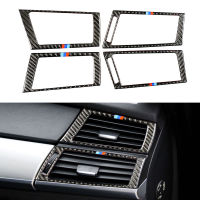 Carbon Fiber Car Control Panel Left-Right Air Conditioner Outlet Frame Cover Stickers For BMW X5 E70 X6 E71 2008-13 Accessories