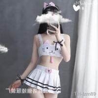 Loria เครื่องแบบสิ่งล่อใจเซ็กซี่โบว์กระโปรงจีบแมวน่ารักท่อบนแยกชุด