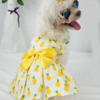 ZZOOI Summer Printed Pet Dog Cotton Dress Cute Princess Skirts Pet Dress For Small Medium Dogs Skirt Dog Wedding Dresses York Clothes