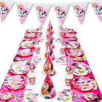 Hot Minnie Mouse Girls Kids Party Decorations ถ้วยกระดาษ ผ้าเช็ดปาก แผ่น หลอด คุณภาพสูง Disney Baby Shower Birthday Supplies