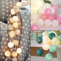 20 LED Katun Bola Tali Lampu Dioperasikan Baterai Warna-warni Garland Peri Lampu untuk Rumah Pernikahan Pesta Natal Dekorasi Luar Ruangan