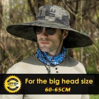 Big Head Size Fishing Hat For Mens Summer Outdoor Shading Hiking Panama Hat Sunscreen Fishermans Hat Bucket Hat Male 60-64CM