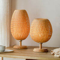 Bamboo Weaving Table Lamp Creative Handmade Rattan Bedroom Restaurant Bedside Desk Lights Chinese Pastoral R Table Light