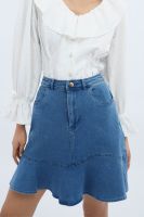 ESP กระโปรงผ้าเดนิมแต่งระบาย ผู้หญิง | Basic Fit Denim Skirt | 5748