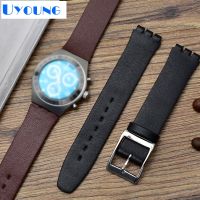 ﹉﹉ Thin Genuine Leather Watch Band 17mm for swatch SYXS116 wath strap simple leather bracelet wristwatches band