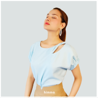 [himma] Twist Blouse เสื้อแขนสั้น ดีไซน์ทวิสที่ไหล่สวยมาก สีครีม สีฟ้า สีชมพู