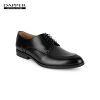 DAPPER รองเท้าหนังแบบผูกเชือก Hi-Shine U-Tip Derby Shoes สีดำ