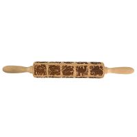 Animal Pattern Rolling Childrens Cookies Rolling Pin Wooden Portable Pastries Roller Stick Cake Kitchen Baking Approving Bread  Cake Cookie Accessori