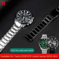 Pulseira De Metal Para Casio,สายนาฬิกา,ปลายโค้ง,Aço Inoxidável, Pulseira Masculina,หัวเข็มขัดพับ,EFR-303DB, EFR-303L, 22มม.