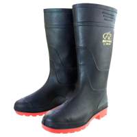 CIVIL BOOT รองเท้าบูท งานก่อสร้าง มีผ้าซับใน บนดำ พื้นแดง พื้นผสมยางไนไตรล์ (size 38-46)