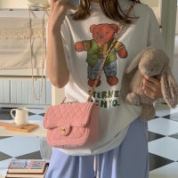 Spot parcel post[ Spot Goods ]2023 Spring New Korean round Neck Loose Casual Cartoon Bear Printed Short Sleeve T Womens T-shirt