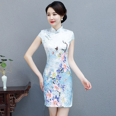 HOT LOZKLHWKLGHWH 576Cheongsam สั้นสไตล์จีนเด็กสาวทุกวันชายน้อย cheongsam ย้อนยุคปรับปรุงชุดรูปแบบใหม่